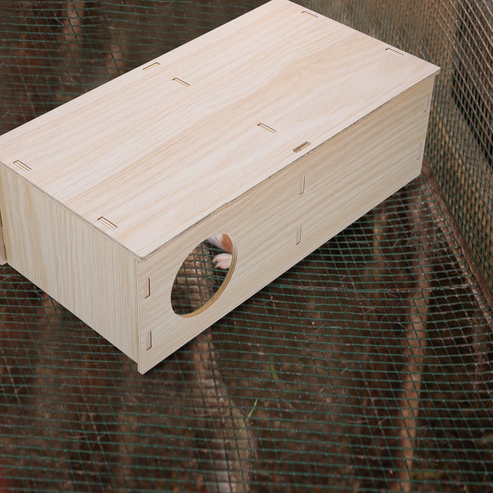 UPKOCH 1 Set Beige Wooden Multi Chamber Hut Guinea Pig Hideout House for Indoor Pet Use