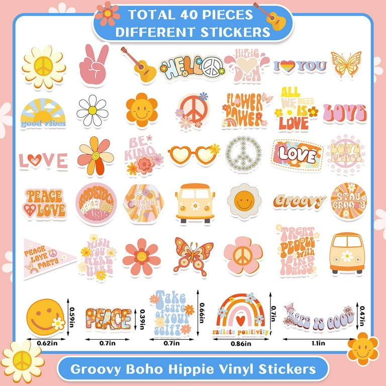 10/50PCS Groovy Boho Hippie Stickers Waterproof Vinyl Stickers for Water  Bottle Srapbook Laptop Phone Case Teens Girls Kids Toys