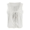 thumbnail image 7 of vigerkar Women Summer Boho Lace Tie Front Tank Beach Vacation Top Button Down Sleeveless Cardigan Crop Y2k Tops White, S, 7 of 7