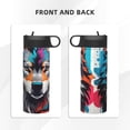 thumbnail image 3 of Yiaed Tie-Dye Wolf Head Print Water Bottle with Straw Lid, Stainless Steel Double Wall Insulated Water Bottle | Leak-Proof and Spill-Proof Water Bottle, 3 of 8