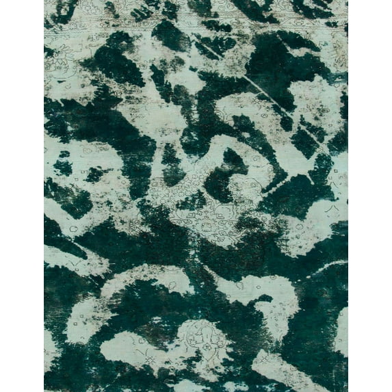 Ahgly Company Indoor Rectangle Abstract Dark Sea Green Abstract Area Rugs, 3' x 5'