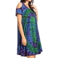 thumbnail image 3 of Sakkas Sienna Women's Knit Cold Shoulder Short Sleeve Flared Shift Short Dress - Royal Blue - One Size, 3 of 5