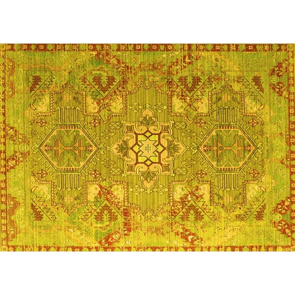 Ahgly Company Indoor Rectangle Persian Yellow Traditional Area Rugs, 5' x 7'