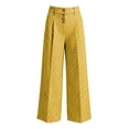 thumbnail image 4 of Women's Gingham Plaid Wide Leg Pants High Waist Casual Loose Trousers with Pockets for Daily Work Wear Trendy Street Outfit Yellow, 4 of 5