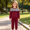 thumbnail image 6 of Kogui Girls Clothes Sets Toddler Girl Clothes Kids Outfits Long Sleeve Sweatshirt Bell Bottom Pants Set Fall Winter Clothing for Girls 3 6 9 12 18 Months 2T 3T 4T 5T (Wine,4-5 Years), 6 of 9