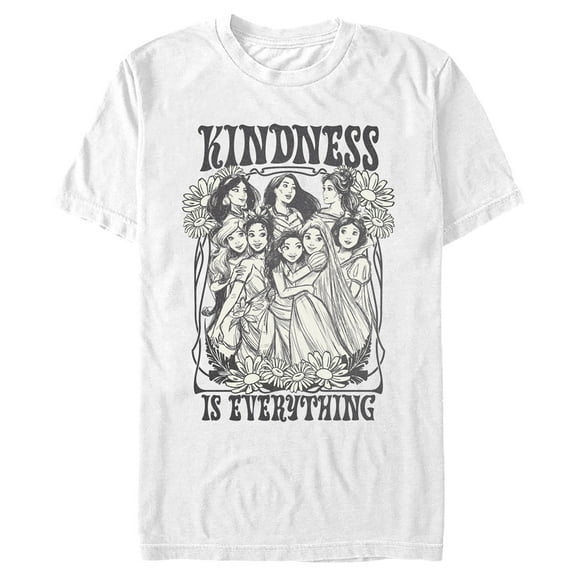 Men's Disney Black and White Princesses Kindness is Everything Graphic Tee White Small