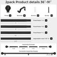 thumbnail image 4 of 2 Pack Black Curtain Rod, Heavy Duty 1 Inch Decorative Curtain Rods for Windows 48 to 84 Inch, Single-Side Adjustable Vintage Rustic Matte Black Drapery Pole Set with Netted Texture Finials, 4 of 12