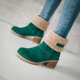 thumbnail image 3 of Botas de nieve Botas de tacón grueso Botas con forro cálido Zapatos cómodos con forro de piel para mujer (40) verde Likrtyny Tenis De Mujer Tenis De Hombre, 3 of 4