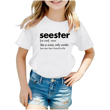 

Toddler Kids Baby Girls Clothes Short Sleeve T-Shirt Top Print Shirt Kindergarten Shirts For Girls Kids Back To School T Shirt Children School Tee 7-8 Years