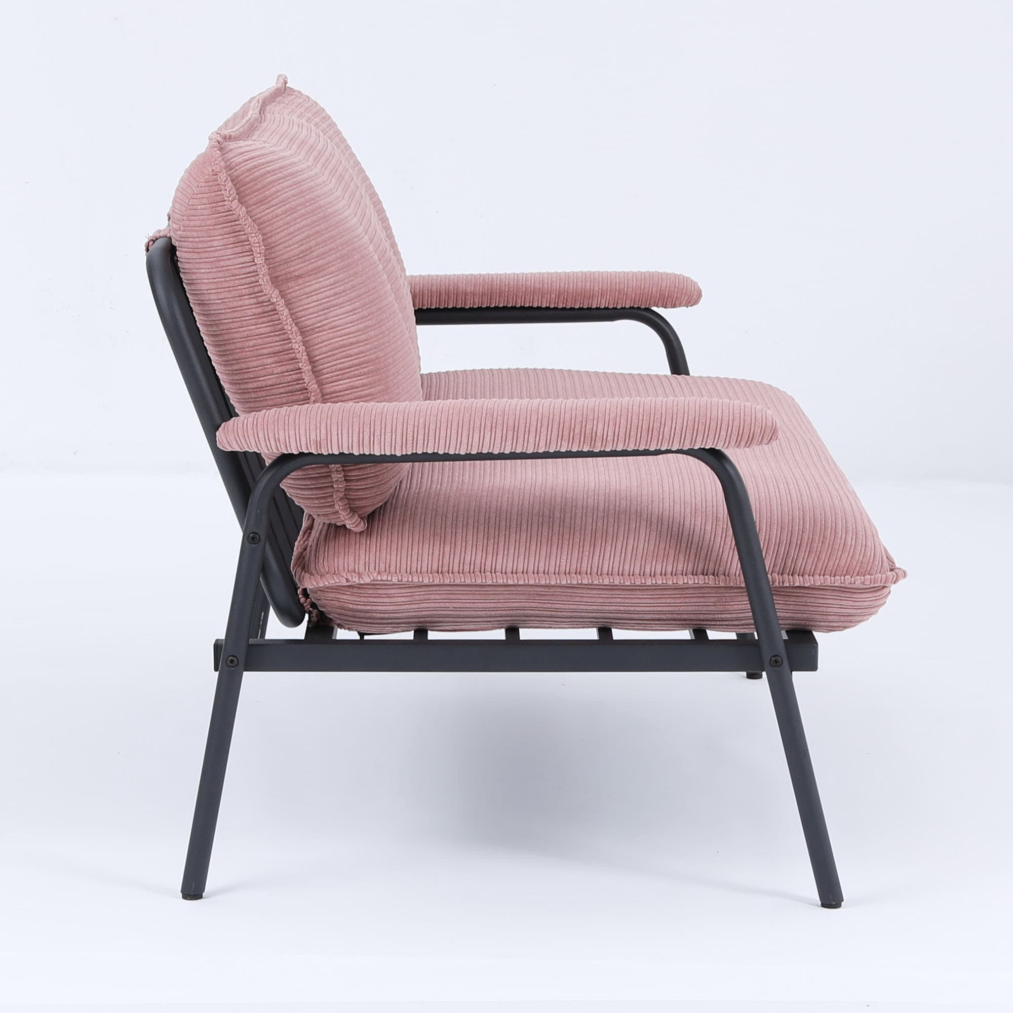 MAYEERTY 53in Sofa Couch Corduroy Loveseat for Small Apartment, Metal Frame, Pink