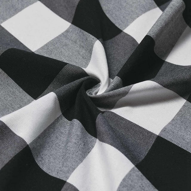 2X Plaid Valances for Kitchen Farmhouse Check Plaid Valances for Window Treatment Decor (Black and White)