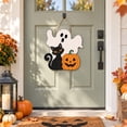thumbnail image 6 of Halloween Decoration Wooden Sign Ghost Halloween Front Door Hanger Spooky Wooden Pumpkin Black Cat Sign for Indoor Outdoor Yard Сute Ghost Home Decorations Signs,C, 6 of 7