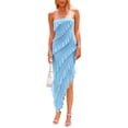 thumbnail image 1 of Vestido PRETTYGARDEN 2025 Largo Sin Tirantes con Volantes Azul Claro Talle M, 1 of 8