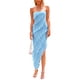 thumbnail image 1 of Vestido PRETTYGARDEN 2025 Largo Sin Tirantes con Volantes Azul Claro Talle M, 1 of 8