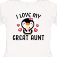 thumbnail image 4 of Inktastic I Love My Great Aunt with Cute Penguin and Hearts Girls Long Sleeve Baby Bodysuit, 4 of 5