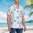 thumbnail image 3 of Sikiie Retro ice blue snowflakes Print Men's Hawaiian Shirt, Summer Beach Button Pocket Short Sleeve T-Shirt,XX-Large, 3 of 7