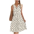 thumbnail image 2 of TaTaai Women Summer Random Print V-Neck Sleeveless Button Front Long Beach Dress Soft Breathable Casual Lightweight for Spring Summer Daily Vacation Outfit Gift, 2 of 7