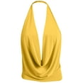 thumbnail image 2 of J. METHOD Women's Sleeveless Halter Neck Lightweight Low Cut Deep V Neck Sexy Draped Backless Top Blouse NEWT07 Mustard S, 2 of 6