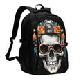 thumbnail image 1 of Balery Flower Horn Skull A Mochila con carga USB para hombre y mujer - Mochila impermeable y antirrobo para portátil con puerto USB para viajes, trabajo, estudios y universidad, 1 of 7