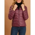 thumbnail image 5 of INSPIRE CHIC Women's Puffer Jacket Stand Collar Lightweight Hooded Zip Up Jacket XL Burgundy, 5 of 6