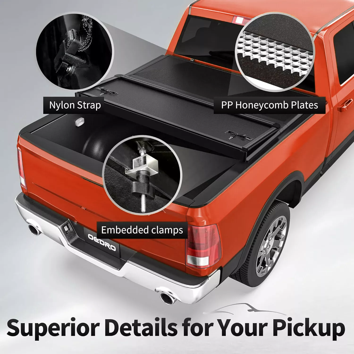 RVNI 5.5FT Tri-Fold FRP Hard Tonneau Cover For 2015-2023 2024 Ford F-150 Truck Bed Cover