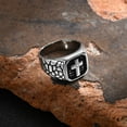 thumbnail image 5 of Vnox Stainless Steel Cross Ring for Men, Cast Design with Cubic Zirconia, Bold Steel Color, Fashion Men's Jewelry, 5 of 9