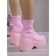thumbnail image 3 of Spring/autumn Women's Chunky Heel Short Boots With Pu Leather Upper & Elasticity, 3 of 4