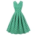 thumbnail image 1 of EQWLJWE Robe Longue pour Femmes Femme Mode Unie Sans Manches à Col Rabattu à Pois Robe Mi-Longue, 1 of 9