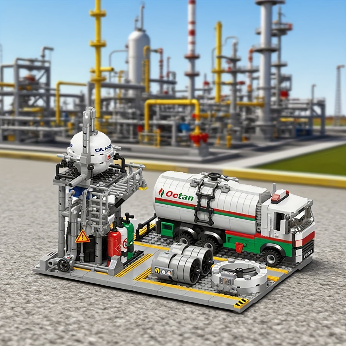 Honchoes Natural Gas Transportation Station Building Set Toy for Adults Boys Compatible with Lego Architecture Model 721Pcs
