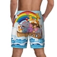 thumbnail image 3 of Kdxio Rainbow Animals On Noah'S Ark Print Men'S Swim Trunks With Compression Liner 7 Inch Inseam Quick Dry Swim Shorts, 3 of 7