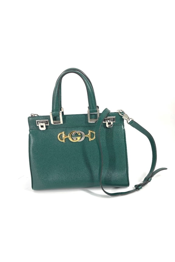 Pre-Owned GUCCI Zumi Small GG 2-Way Bag (569712) - Shoulder/Handbag in Green Leather... (Good)