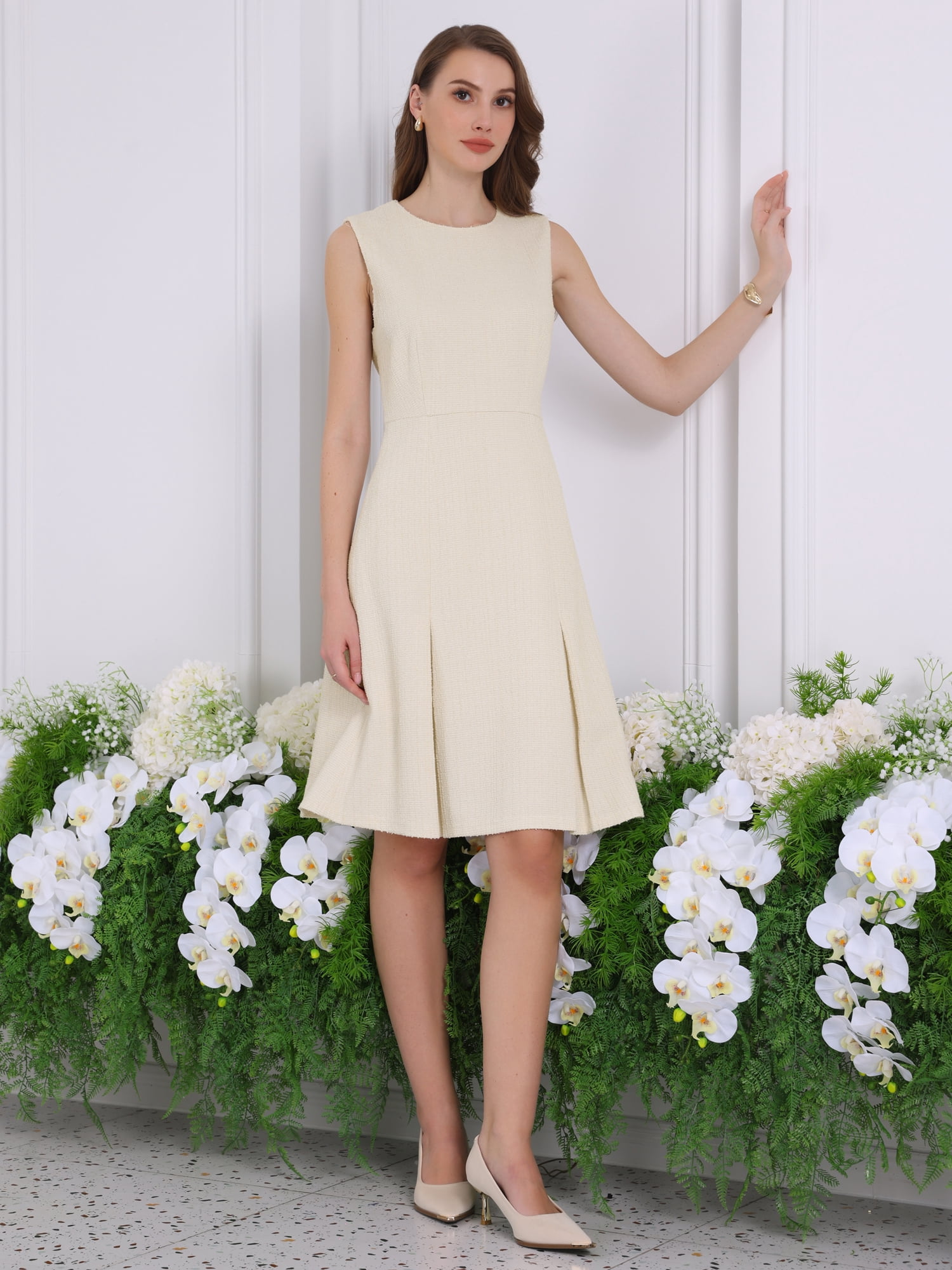 DARING DIVA A-Line Midi Round Neck Dress XL Yellow