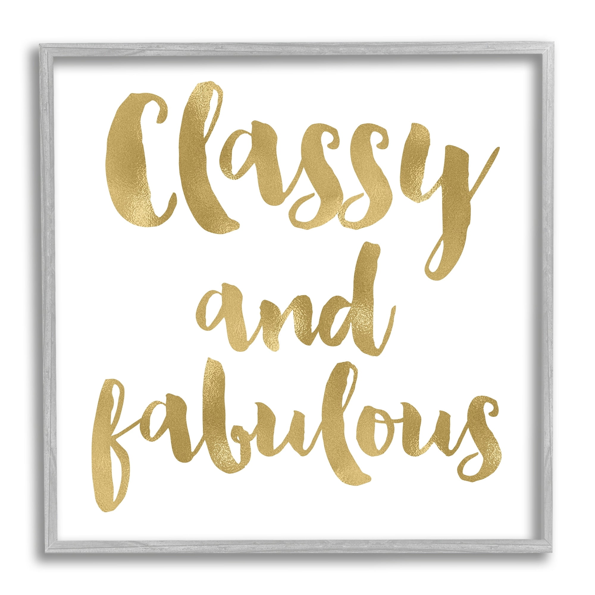 Stupell Industries Classy and Fabulous Glam Detail Calligraphy Phrase Framed Wall Art, 24 x 24, Design by Amy Brinkman