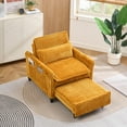 thumbnail image 4 of Corduroy Pull Out Sleeper Sofa Bed,Comfortable Chair With Side Pockets Pillow,3-in-1 Lazy Sofa Chaise Lounge Chair Indoor Convertible Sleeper Chair for Bedroom Living Room Apartment Office,Yellow, 4 of 8