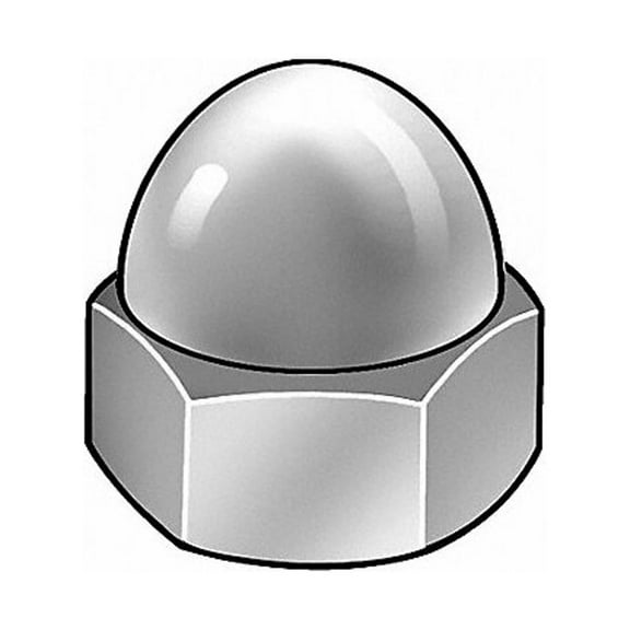 Standard Crown Cap Nut, 7/16"-20, Steel, Chome Plated, 0.915 H, 5 PK