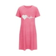 thumbnail image 4 of Sakmal Women Moomoo Nightgowns Short Pink Lightweight Nightshirt Short Sleeve Heart Print Nightgowns for Women, 4 of 6
