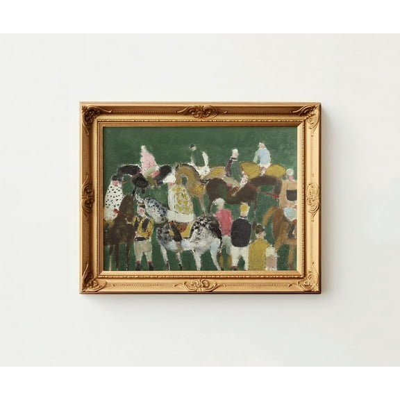 Vintage Horse Art Print, Abstract Equestrian Landscape Cottagecore Wall Decor Home Decor #93, Unframed Poster Size 8x12