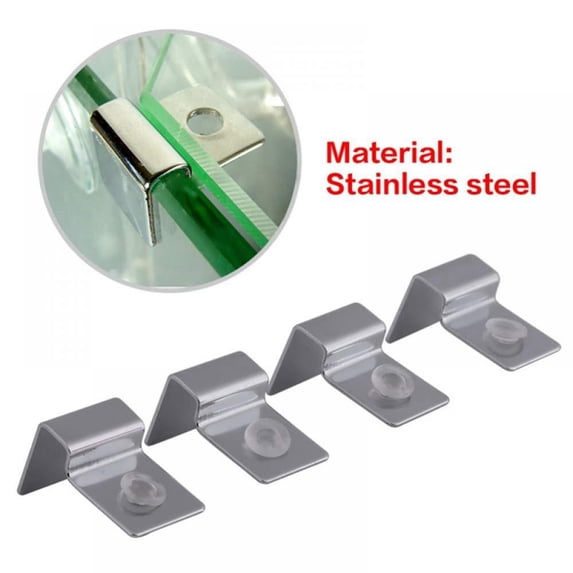 Novobey 4pcs/lot Fish Tank Aquarium Stainless Steel Clips Multifunctional Glass Cover Support Holder,6/8/10/12mm