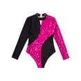 thumbnail image 4 of inhzoy Kids Girls Ballet Dance Gymnastics Leotard Unitard Shiny Sequins Athletics Bodysuit Hot Pink 14, 4 of 8