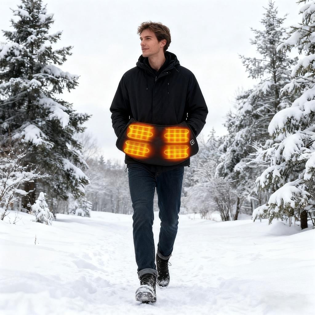 Osdhezcn Rechargeable Electric Heated Hand Warmer Muff Adjustable Belt Fast Heating Pouch
