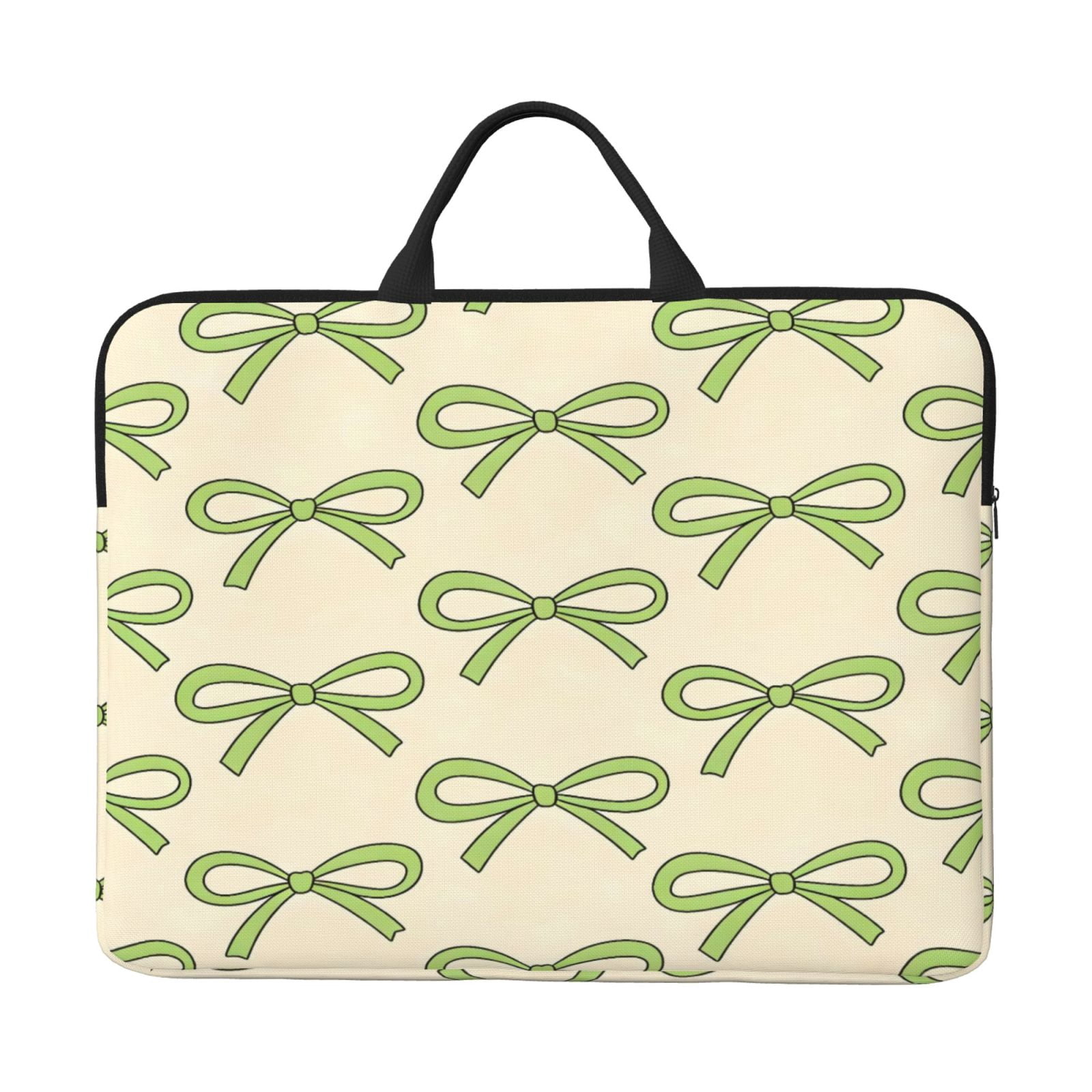 Laptop Sleeve Bag For Women Men 14inch Waterproof Durable Protective Computer Carrying Cover Handle Laptop Case Bag Green Bows