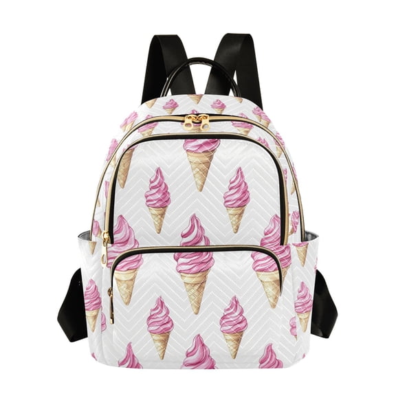 FORMRS Mini Backpack Purse for Women Quilted Travel Daypack Casual Shoulder Bag, Pink Cartoon Ice Cream