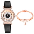 thumbnail image 1 of Leather Strap Watch Strap Leather Linjie Ladies Fashion Quartz Watch Leather Strap Watch Analog Watch Set, 1 of 5