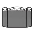 thumbnail image 3 of Calidola 3-Panel Foldable Black Steel Fireplace Screen Spark Guard Fence,Leaf Design Screen Metal Decorative Mesh Cover, 3 of 7