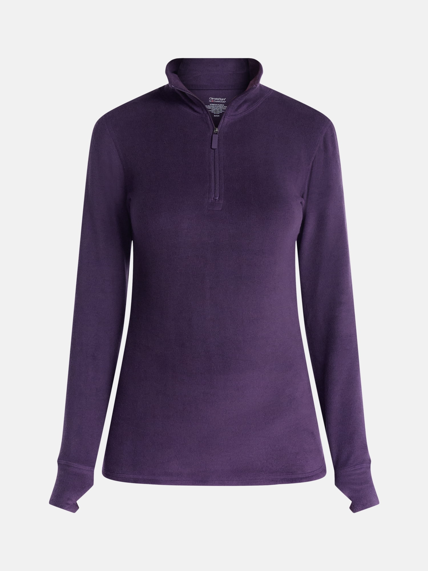 ClimateRight by Cuddl Duds Women's Mild Stretch Fleece Long Sleeve Mock with Half Zip Thermal Base Layer Thermal Top, Sizes XS to 4X