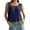 Navy, variant on Gyexs Womens Flower Tanks Tops Trendy 2025 Lace Trimmed Round Neck Top Summer Everyday Wear Cropped Vest (Black, L)