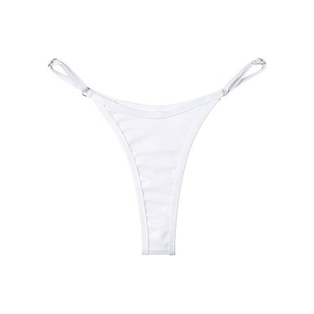 YiZYiF Womens Brazilian Panties Metallic Micro G-string Thong Lingerie White-A S