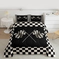 thumbnail image 2 of Homewish Boys Geometric Grid Flag 3-Piece Full Size Comforter Sets,Car Theme Bedding Comforter Set,Black White Lightweight Bedding Sets,Lightweight Room Decor,Reversible, 2 of 8