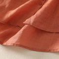 thumbnail image 6 of Fesfesfes Women's Embroidered Shirt Label-Collar 3/4 Loose Flowy Puffed Sleeves Lightweight Breathable Fabric for Casual Fall Summer Wear(Orange,2XL), 6 of 7