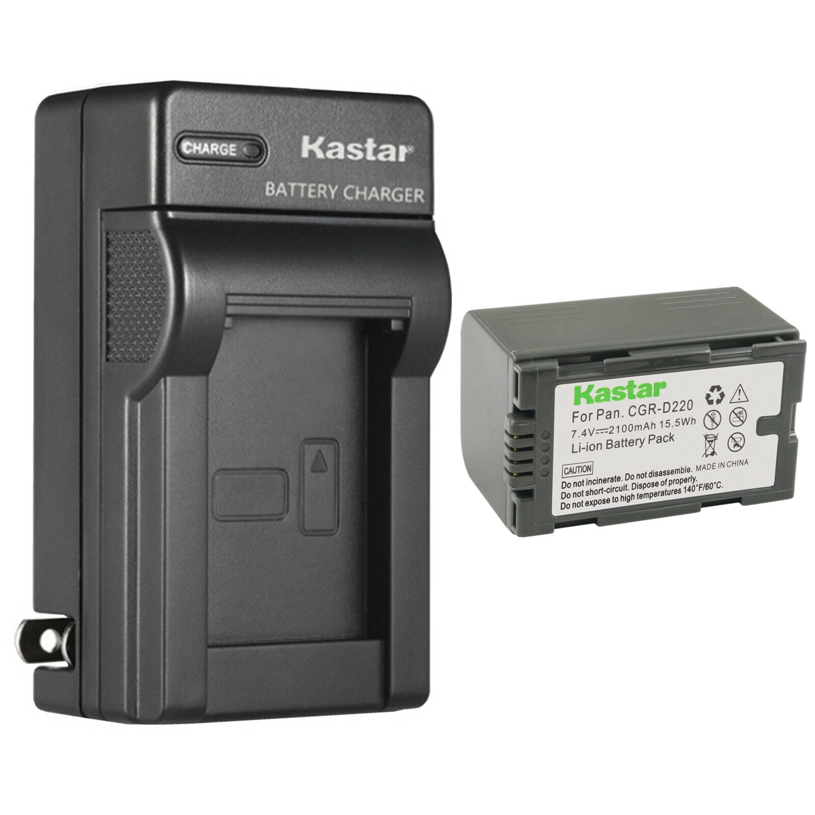 Kastar 1-Pack CGR-D16 Battery and AC Wall Charger Replacement for Panasonic PV-GS12 PV-GS13 PV-GS14 PV-GS15 PV-GS16 PV-BP8 PV-D401 PV-VM202 DZ-MX5000 VDR-M10 VDR-M20 AJ-PCS060G Camera